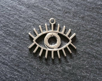 4 or 20 Eye Pendants Antique Silver Tone 26x22mm