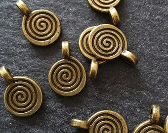 20 or 100 Round Swirl Charms Antique Bronze Tone 12x8x1.5m Nickel FREE