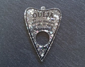 2 or 10 Clear Acrylic Ouija Planchette Charms with Glitter 61x42mm