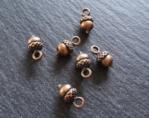 8 or 40 Acorn Charms Antique Copper Tone 14x7mm