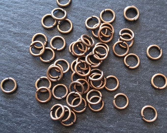 100 or 500 Antique Copper Tone 8mm Diameter 0.9mm Jump Rings 20 gauge