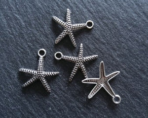 2 or 10 Starfish Charms Real Silver Plated Alloy 20x20x3mm Nickel FREE