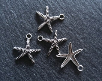 2 or 10 Starfish Charms Real Silver Plated Alloy 20x20x3mm Nickel FREE