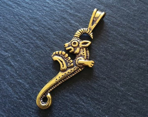 Capricorn Mythical Sea-Goat Pendant Gold Plated 62x23mm
