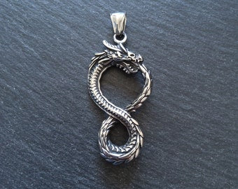 Dragon Infinity Pendant Stainless Steel 57x28x6mm