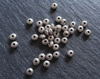 100 or 500 Wheel Spacer Beads 5mm Diameter Antique Silver Tone Alloy 5x3mm Hole: 1.1mm
