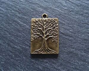 2 or 10 Antique Bronze Tree Pendants 32x22mm