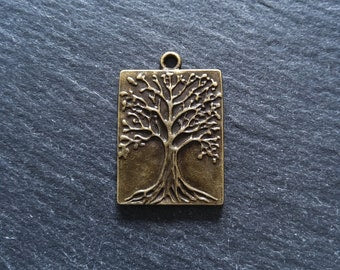 2 or 10 Antique Bronze Tree Pendants 32x22mm