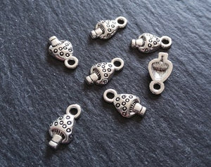 20 or 100 Little Mushroom Toadstool Charms Antique Silver Tone 13x7mm