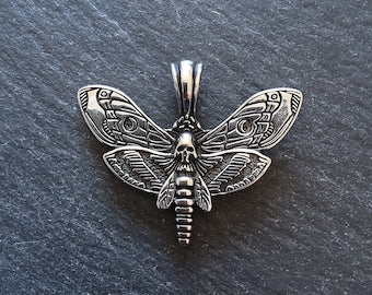 Moth & Skull Pendant Stainless Steel 35x43x6mm