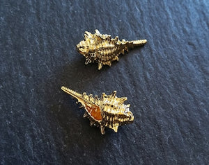 2 or 10 Conch Sea Shell Charms Real 18K Gold Plated Brass 20x11x9mm Nickel FREE