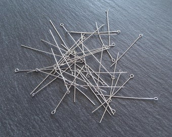 100 or 500 Stainless Steel Eye Pins 40mm Long, 0.5mm wide (24 gauge)