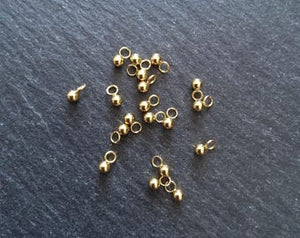 Round Gold Stainless Steel Drops or Charms 6x3mm Hole: 2mm