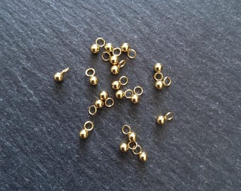 Round Gold Stainless Steel Drops or Charms 6x3mm Hole: 2mm