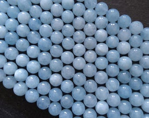 8mm Aquamarine Blue Dyed Quartzite Beads Full 15 inch Strand