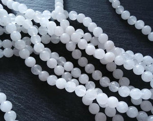 8.5mm Natural White Jade Round Beads Full 16 inch strand