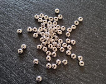 100 or 500 Wheel Spacer Beads 5mm Diameter Bright Silver Alloy 5x3mm Hole: 1mm Nickel FREE