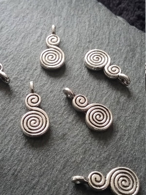12 or 60 Double Swirl Charms Antique Silver Tone 17x8mm