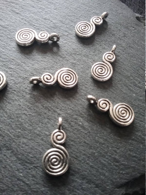 12 or 60 Double Swirl Charms Antique Silver Tone 17x8mm