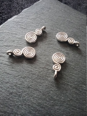 12 or 60 Double Swirl Charms Antique Silver Tone 17x8mm