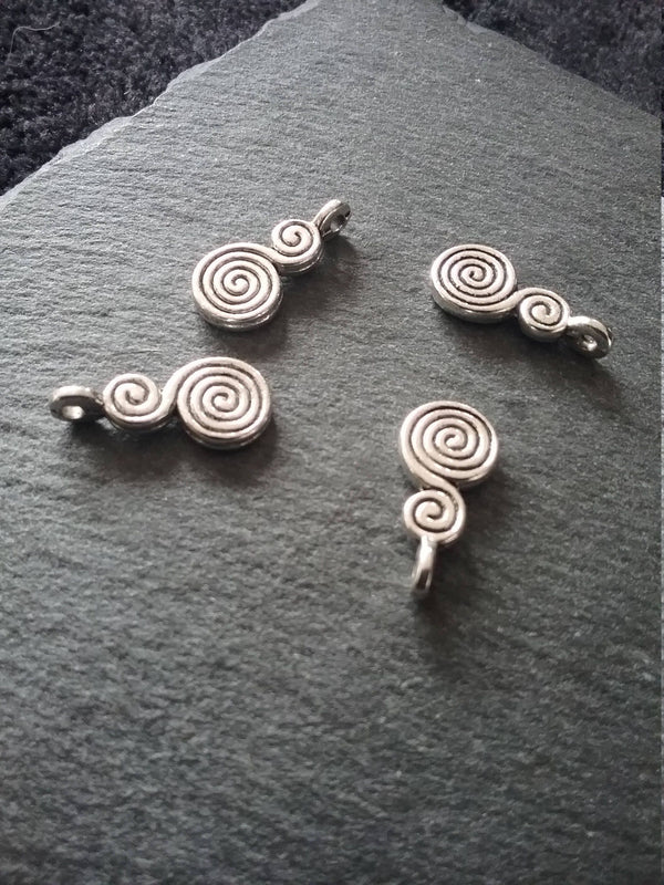12 or 60 Double Swirl Charms Antique Silver Tone 17x8mm