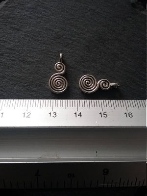 12 or 60 Double Swirl Charms Antique Silver Tone 17x8mm