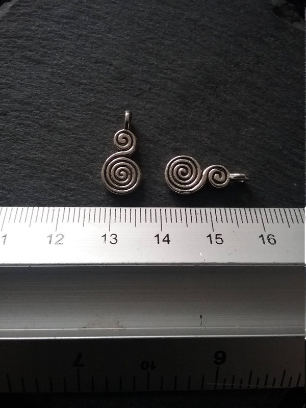 12 or 60 Double Swirl Charms Antique Silver Tone 17x8mm