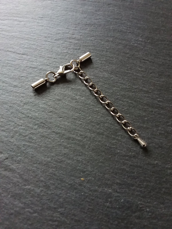 Antique Silver Tone End Cap Sets for 1.5mm Cord Necklaces (2mm end caps) - ContentedCatz