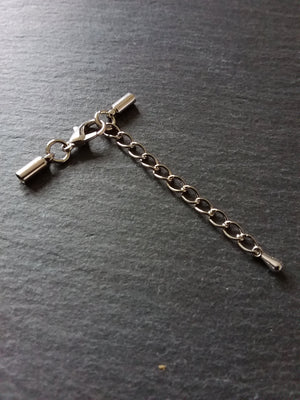 Antique Silver Tone End Cap Sets for 1.5mm Cord Necklaces (2mm end caps) - ContentedCatz