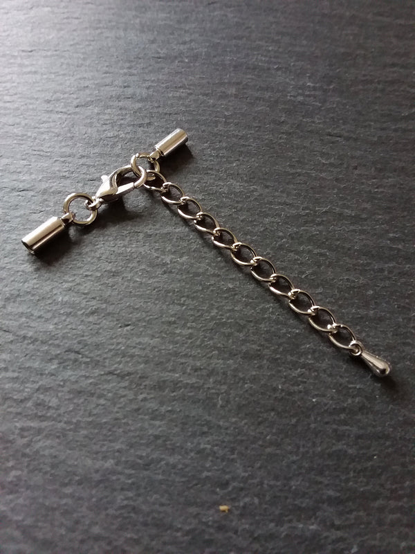 Antique Silver Tone End Cap Sets for 1.5mm Cord Necklaces (2mm end caps) - ContentedCatz