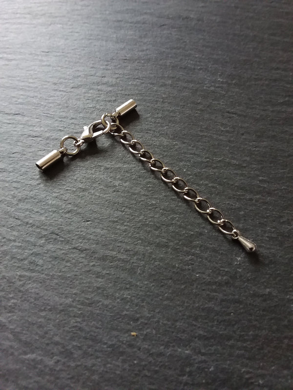 Antique Silver Tone End Cap Sets for 1.5mm Cord Necklaces (2mm end caps) - ContentedCatz