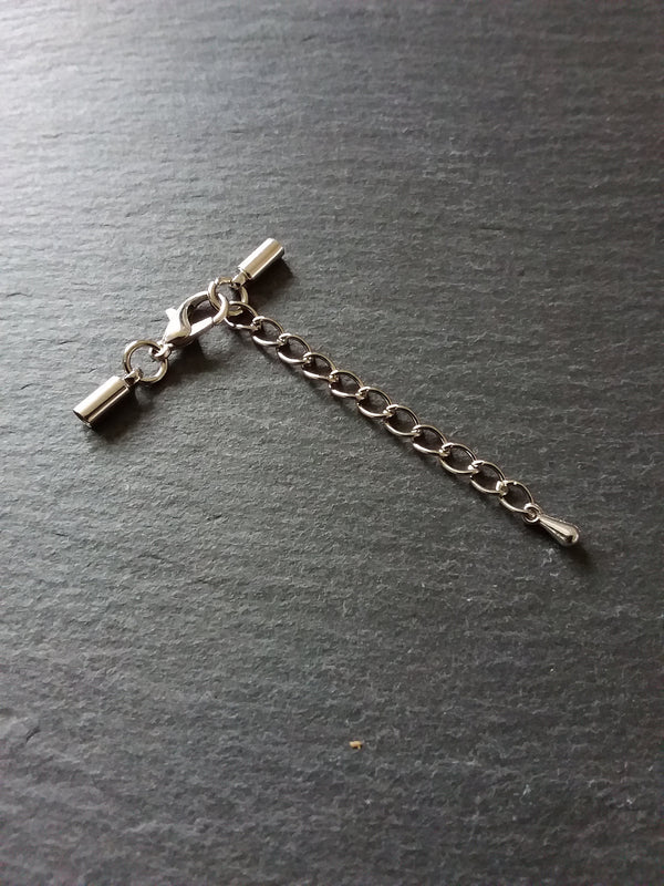 Antique Silver Tone End Cap Sets for 1.5mm Cord Necklaces (2mm end caps) - ContentedCatz