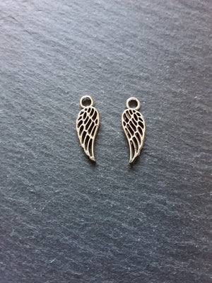 20 or 100 Small Bird or Angel Wing Charms Silver Tone 18x7mm