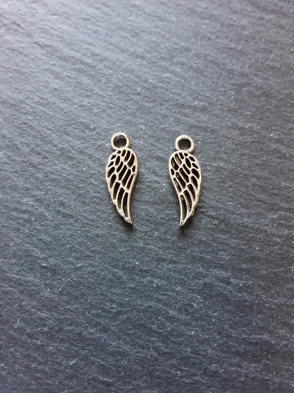 20 or 100 Small Bird or Angel Wing Charms Silver Tone 18x7mm