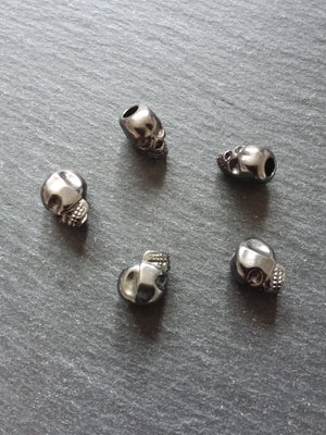 8 or 40 Gunmetal 12mm Skull Beads 12x8x10mm Vertical 3.8mm Hole - ContentedCatz