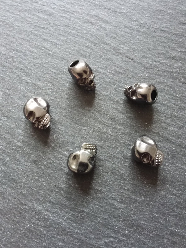 8 or 40 Gunmetal 12mm Skull Beads 12x8x10mm Vertical 3.8mm Hole - ContentedCatz
