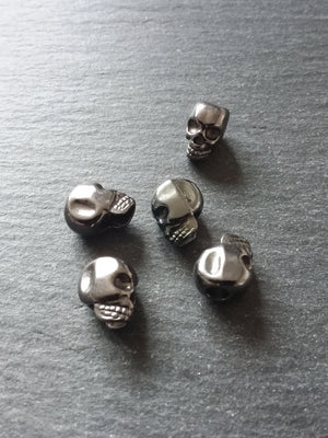 8 or 40 Gunmetal 12mm Skull Beads 12x8x10mm Vertical 3.8mm Hole - ContentedCatz