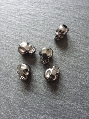 8 or 40 Gunmetal 12mm Skull Beads 12x8x10mm Vertical 3.8mm Hole - ContentedCatz