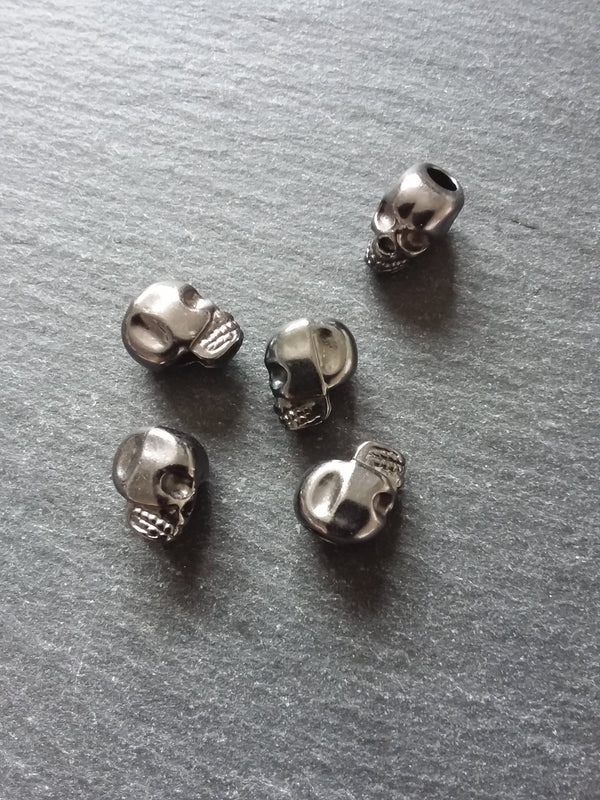 8 or 40 Gunmetal 12mm Skull Beads 12x8x10mm Vertical 3.8mm Hole - ContentedCatz