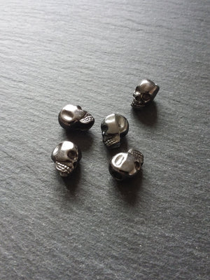 8 or 40 Gunmetal 12mm Skull Beads 12x8x10mm Vertical 3.8mm Hole - ContentedCatz