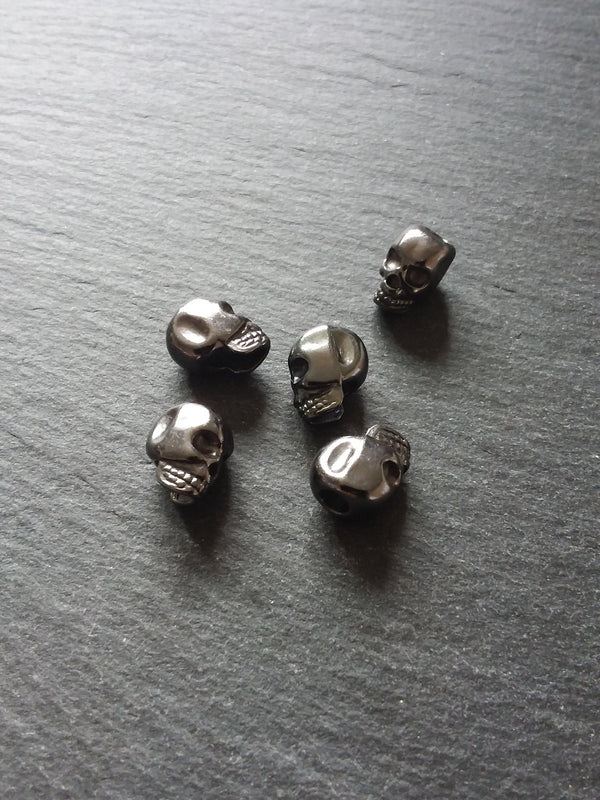 8 or 40 Gunmetal 12mm Skull Beads 12x8x10mm Vertical 3.8mm Hole - ContentedCatz