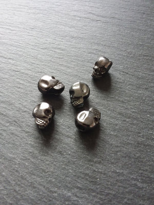 8 or 40 Gunmetal 12mm Skull Beads 12x8x10mm Vertical 3.8mm Hole - ContentedCatz