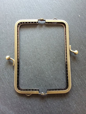 Patterned 12.7cm (5 inch) Antique Bronze Tone Metal Frame Kiss Clasp Rectangle For Purse or Bag 12.7x6.6cm