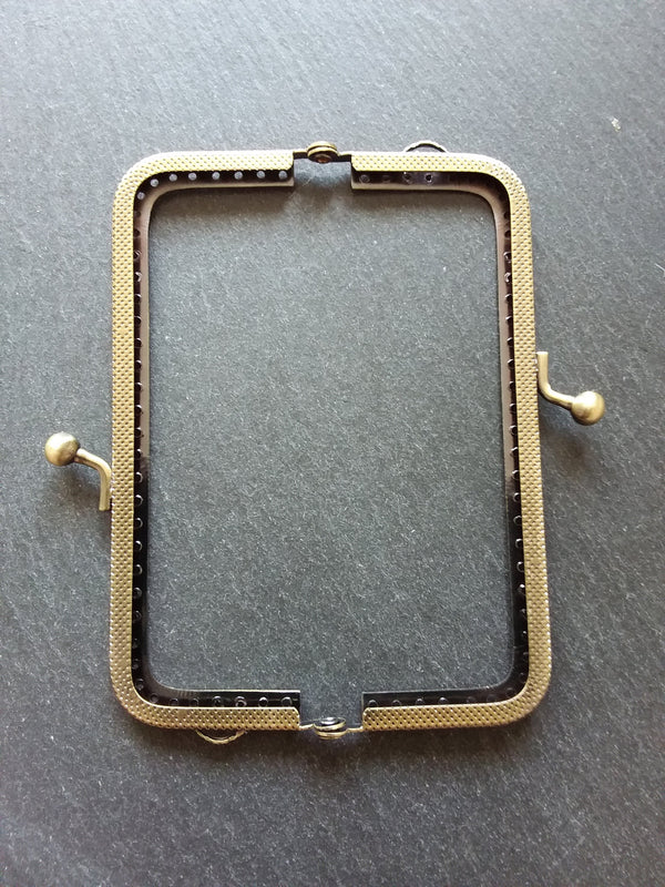 Patterned 12.7cm (5 inch) Antique Bronze Tone Metal Frame Kiss Clasp Rectangle For Purse or Bag 12.7x6.6cm