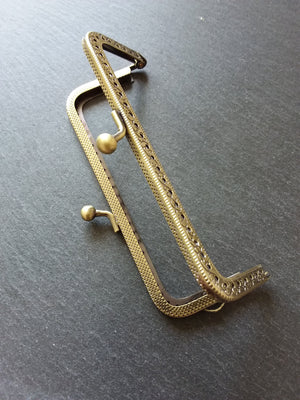Patterned 12.7cm (5 inch) Antique Bronze Tone Metal Frame Kiss Clasp Rectangle For Purse or Bag 12.7x6.6cm