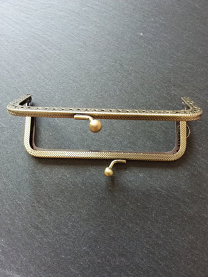 Patterned 12.7cm (5 inch) Antique Bronze Tone Metal Frame Kiss Clasp Rectangle For Purse or Bag 12.7x6.6cm