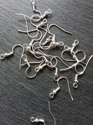10, 50 or 100 Genuine 925 Sterling Silver Plated Steel Earring Hooks 20x20mm - ContentedCatz