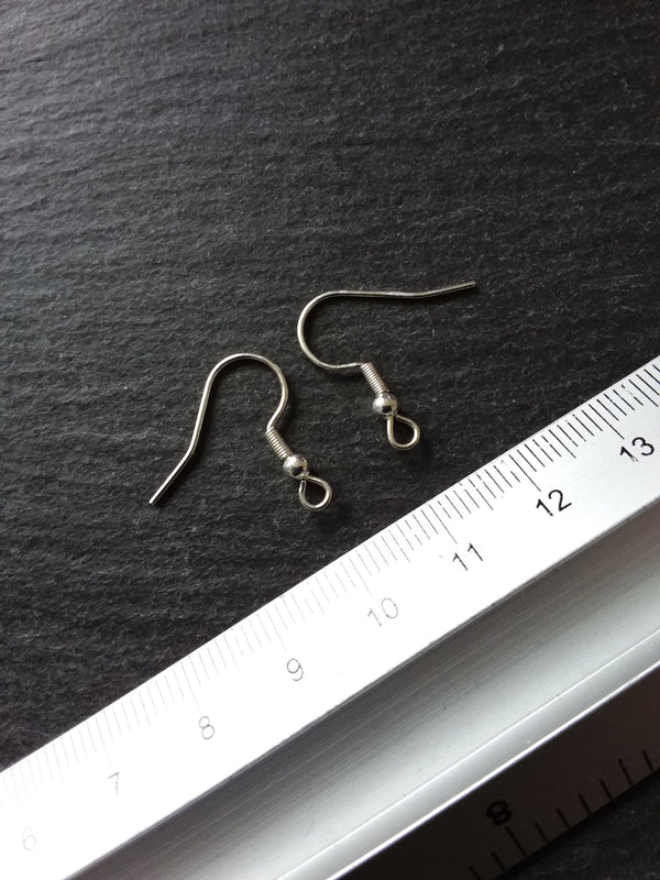 10, 50 or 100 Genuine 925 Sterling Silver Plated Steel Earring Hooks 20x20mm - ContentedCatz