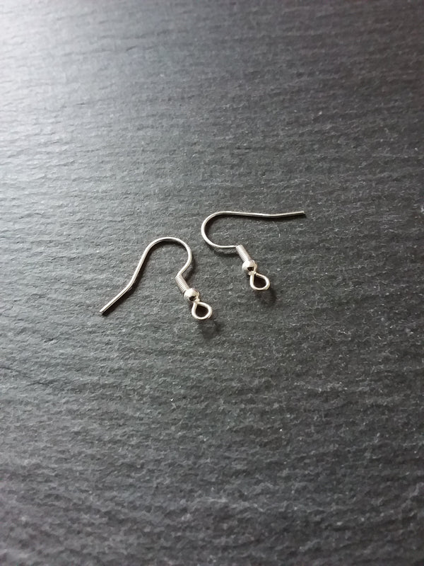 10, 50 or 100 Genuine 925 Sterling Silver Plated Steel Earring Hooks 20x20mm - ContentedCatz