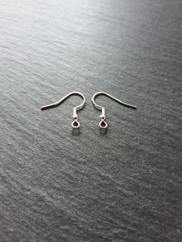 10, 50 or 100 Genuine 925 Sterling Silver Plated Steel Earring Hooks 20x20mm - ContentedCatz